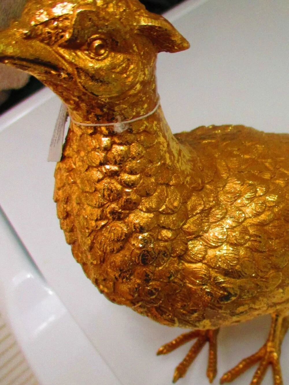 RAZ Imports Metal and Resin Gold Pheasant, Solid not Hollow, Brand New with Tags